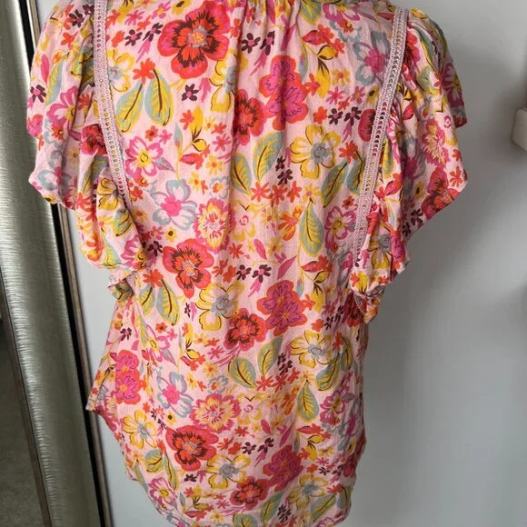 Lucky Brand Medium Women's Floral Tank Top with Tie - Picture 3 of 8